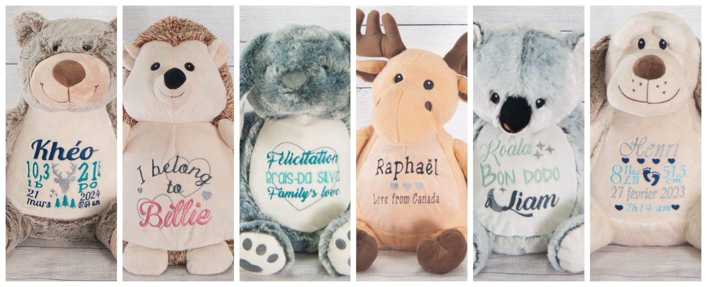 Personalized stuffed animals. Toutous personnalisés