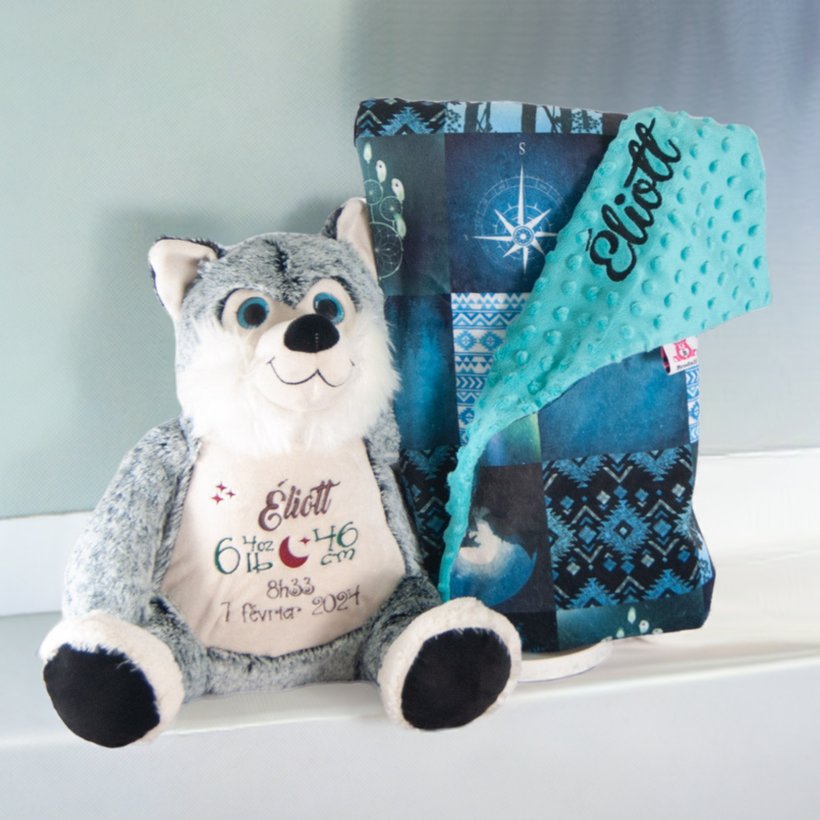 Personalized Husky and explore blanket for baby