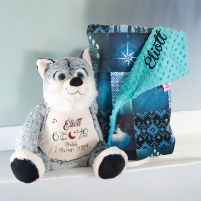 Personalized Husky and explore blanket for baby