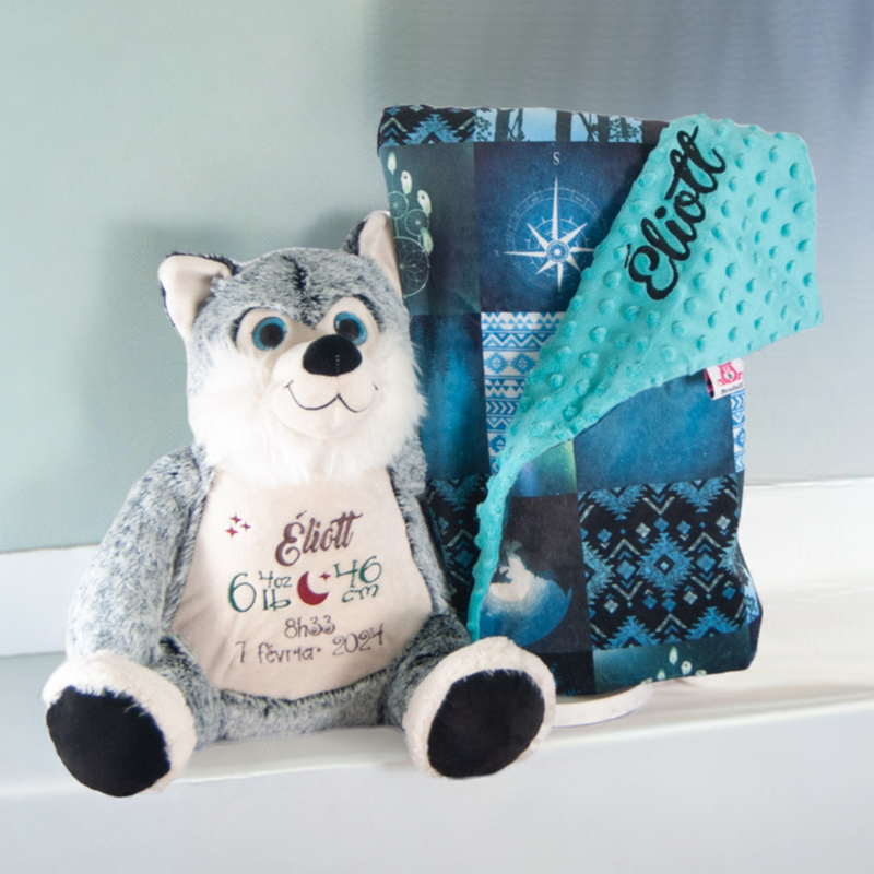 Personalized Husky and explore blanket for baby