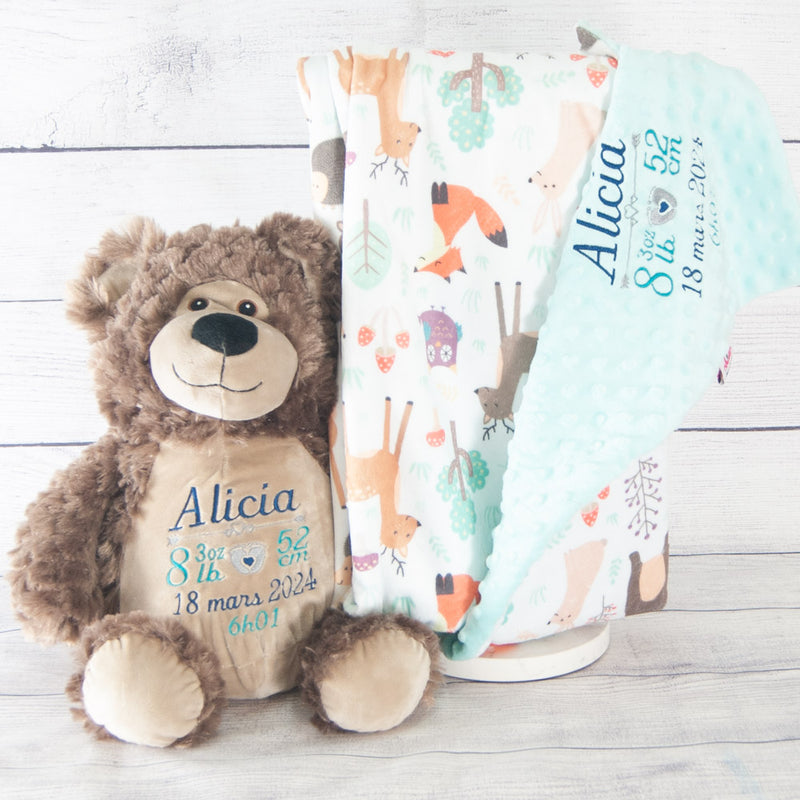 Classic teddy bear and blanket baby giftset