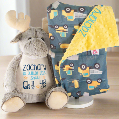 Personalized for baby : moose and blanket