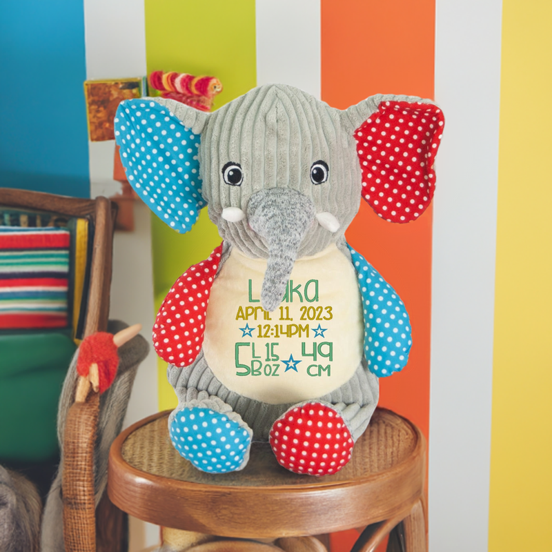 Birth stuffie elephant Canada