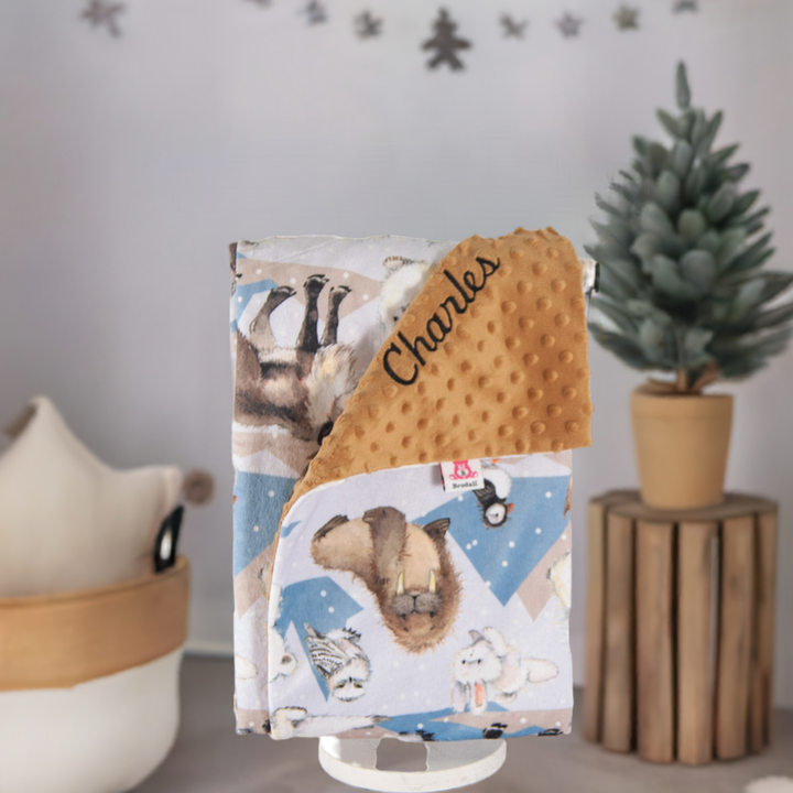 Doudou avec animaux hiver personnalisée