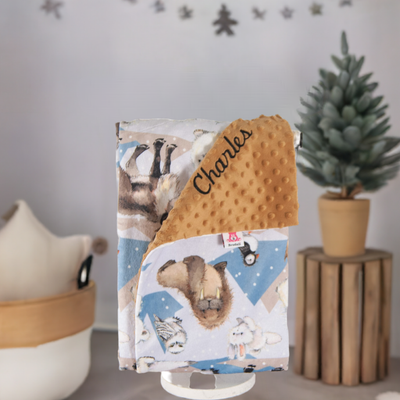 Doudou avec animaux hiver personnalisée