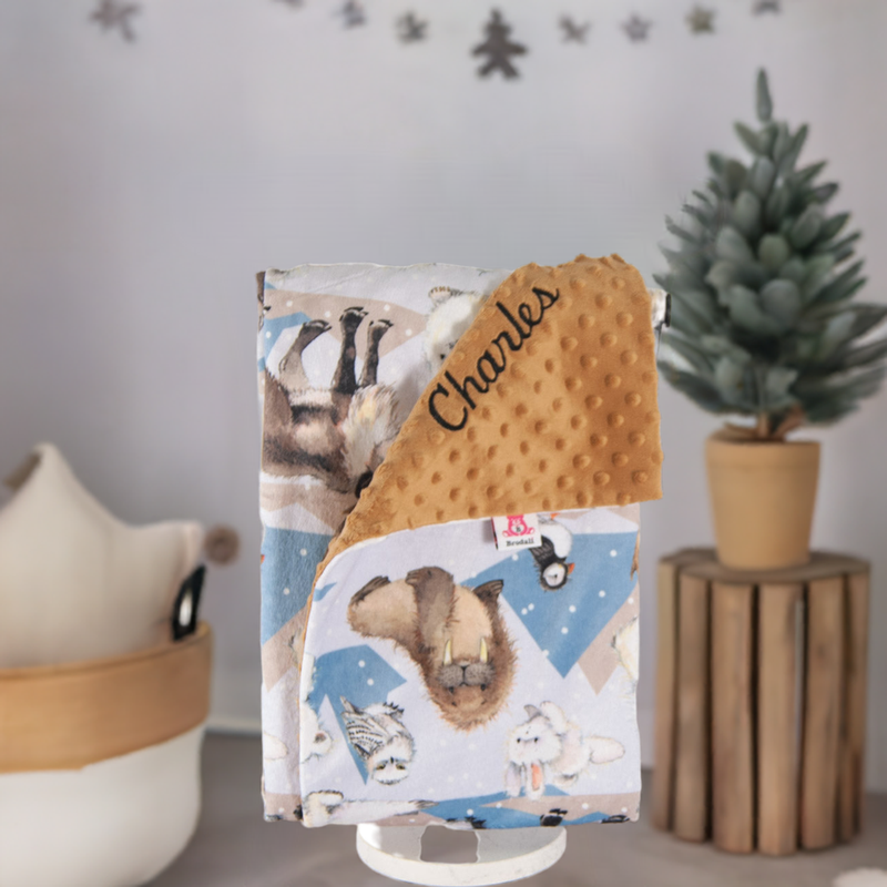 Doudou avec animaux hiver personnalisée