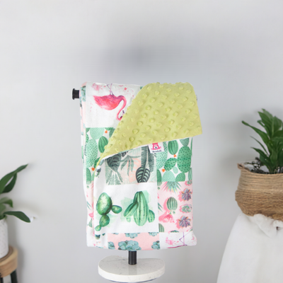 Couverture bébé flamand rose et cactus
