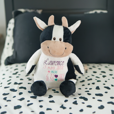 Stuffed cow with custom embroidery