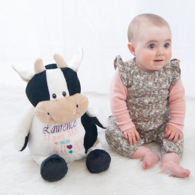 stuffed cow with baby's name