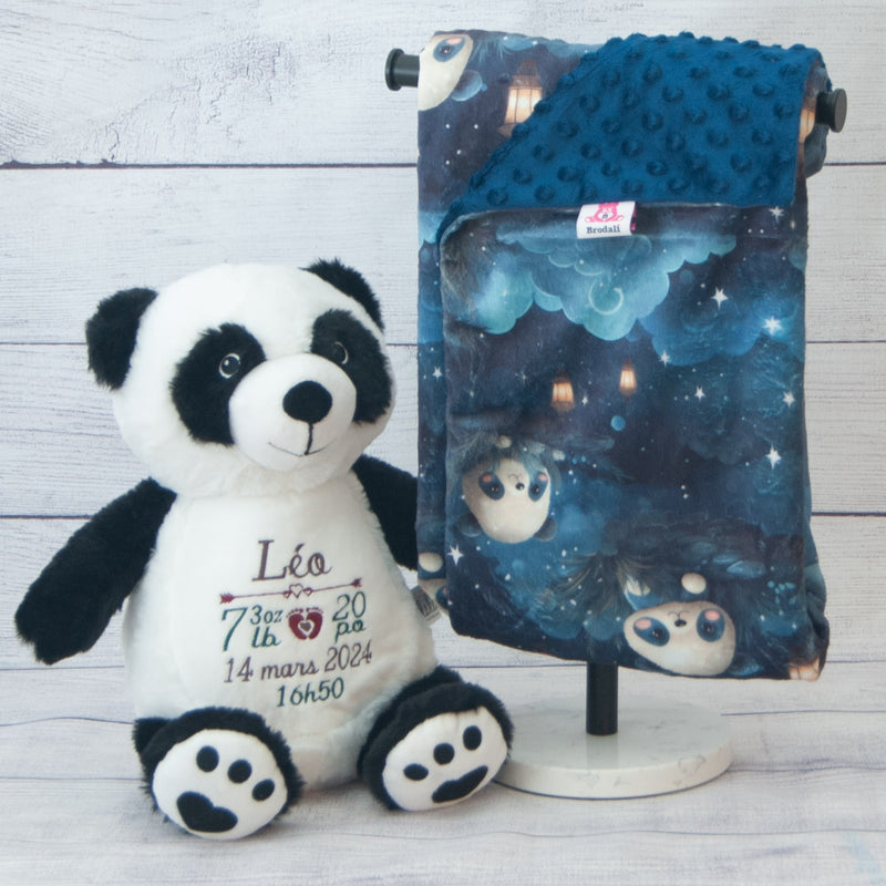 Panda toutou et couverture pour bébé