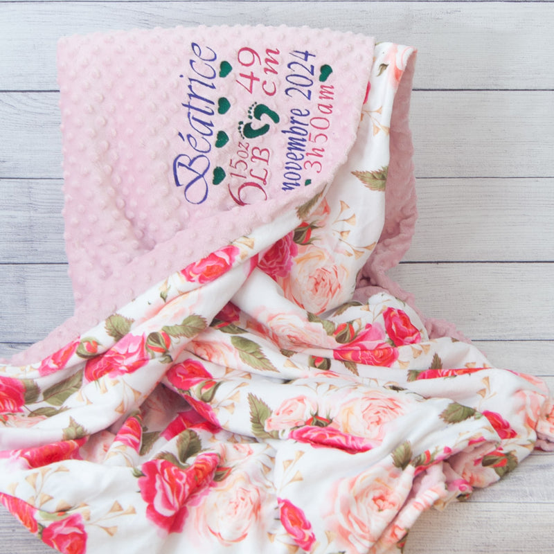 couverture adulte minky roses