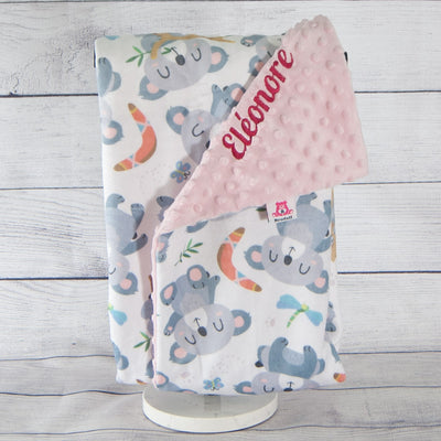 couverture koala rose personnalisee