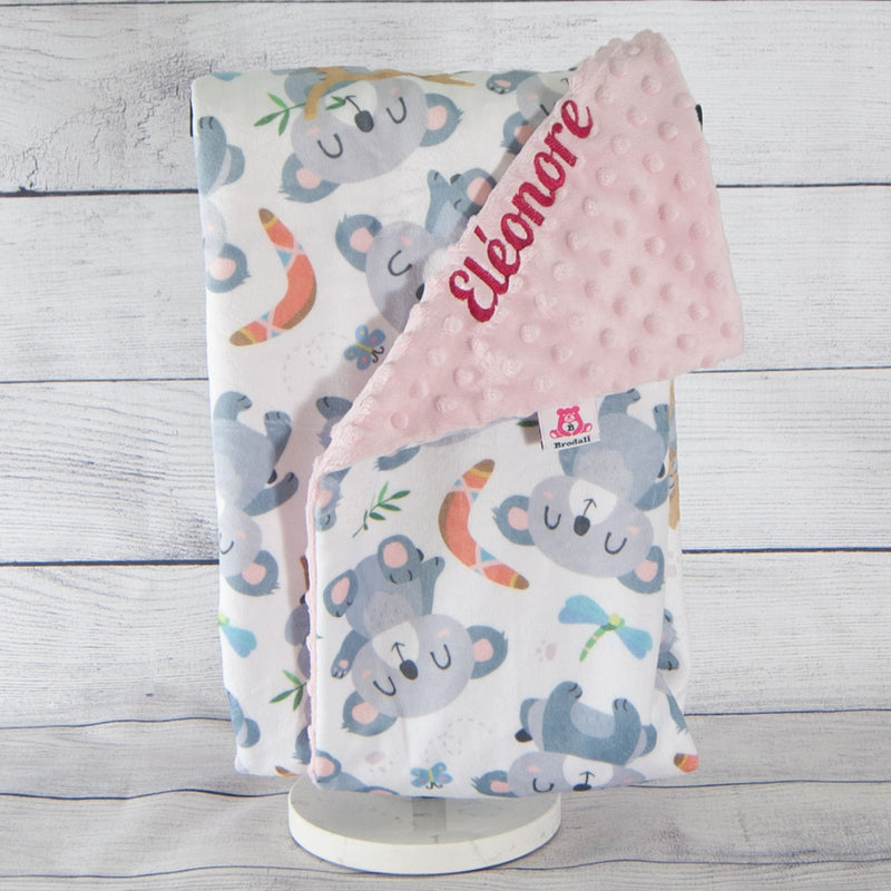couverture koala rose personnalisee