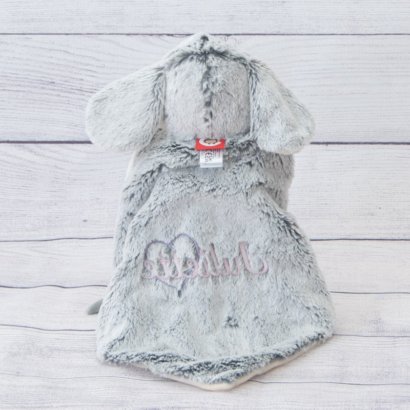 doudou lapin gris dos