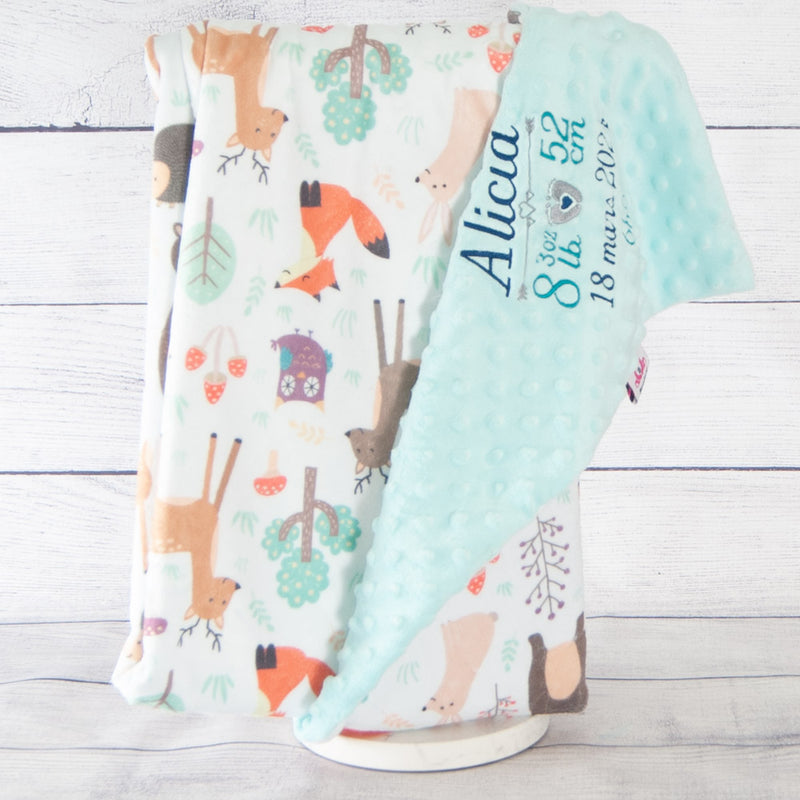 embroidered baby blanket birth stats