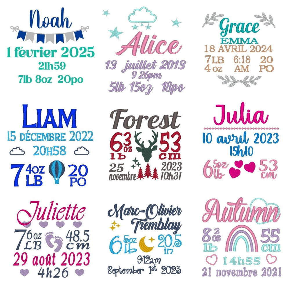 Fernie the Bunny - Personalized with Custom Embroidery of Birth Announcement and Name - 