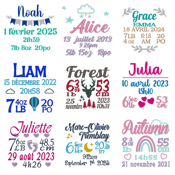 Fernie the Bunny - Personalized with Custom Embroidery of Birth Announcement and Name - 
