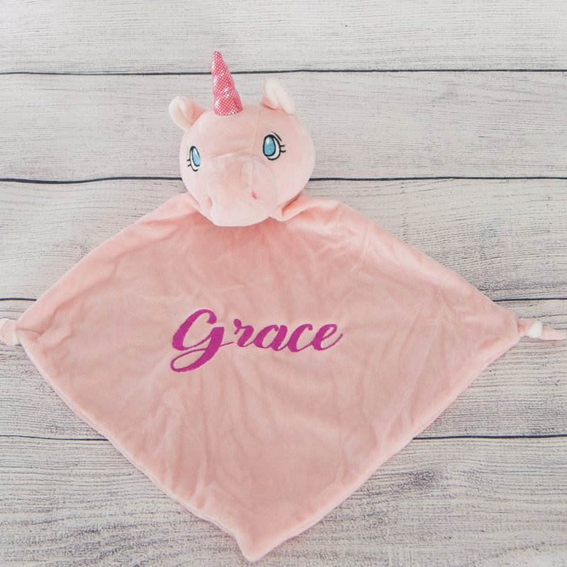 pink unicorn lovey blankey