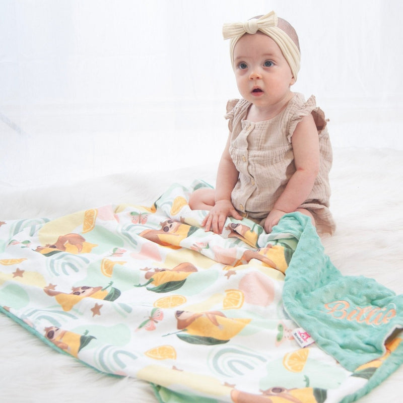 sloths lemons blanket