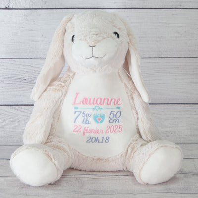 toutou lapin beige broderie personnalisee