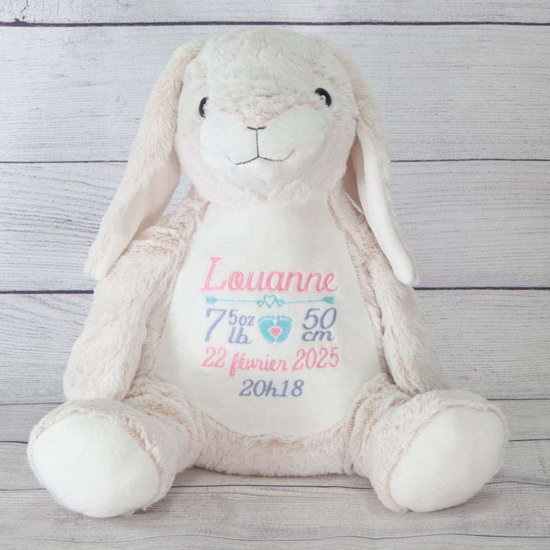 toutou lapin beige broderie personnalisee