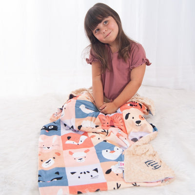 Animal faces patchwork blanket for baby