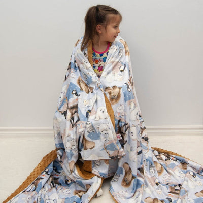 Personalized minky blanket with arctic animals