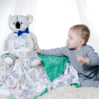 Koala bear with name and custom baby blanket