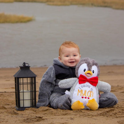 Grey penguin bears with name