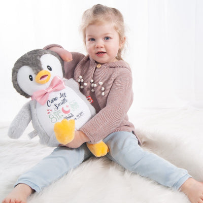 Pingouin gris en peluche brodé personnalisé