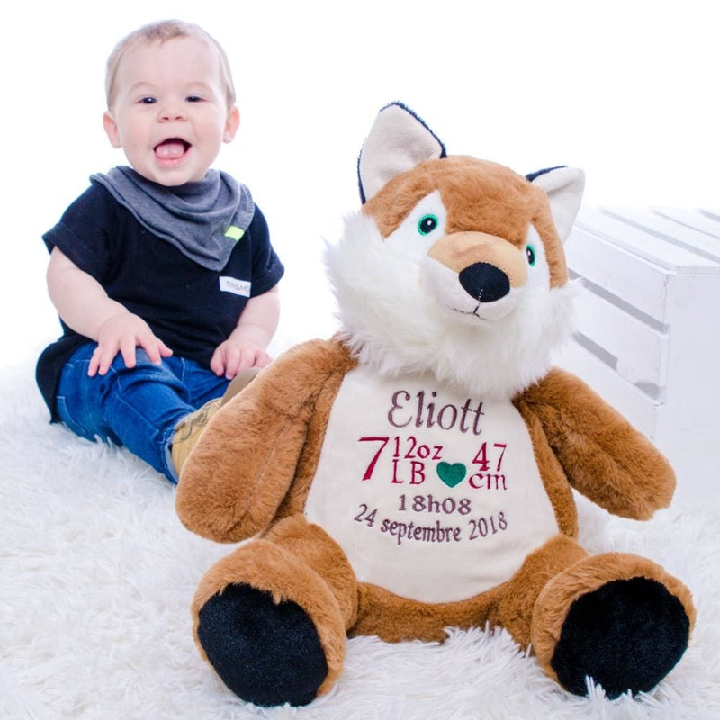 Fox stuffie embroidered - Peluche renard personnalisé 