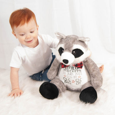 Stuffed raccoon bears with name