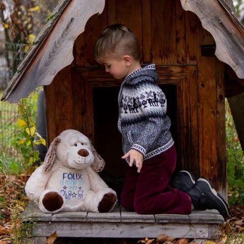 Personalized stuffed dog